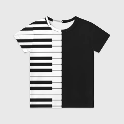 Детская футболка 3D Черно-Белое Пианино Piano