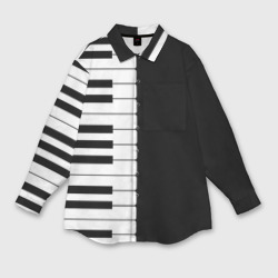 Мужская рубашка oversize 3D Черно-Белое Пианино Piano