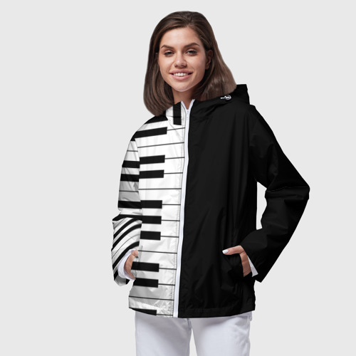 Женская ветровка 3D Черно-Белое Пианино Piano, цвет белый - фото 4