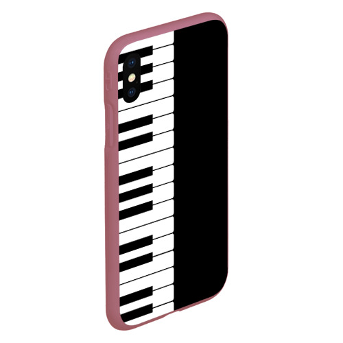 Чехол для iPhone XS Max матовый Черно-Белое Пианино Piano, цвет малиновый - фото 3