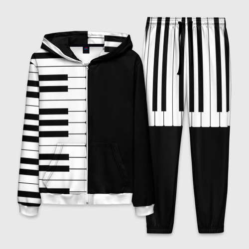 Мужской костюм 3D Черно-Белое Пианино Piano, цвет белый