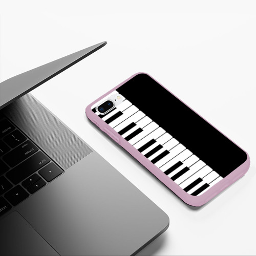 Чехол для iPhone 7Plus/8 Plus матовый Черно-Белое Пианино Piano, цвет розовый - фото 5