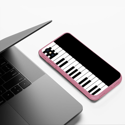 Чехол для iPhone XS Max матовый Черно-Белое Пианино Piano, цвет малиновый - фото 5