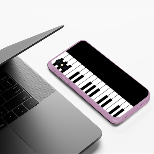 Чехол для iPhone XS Max матовый Черно-Белое Пианино Piano, цвет сиреневый - фото 5