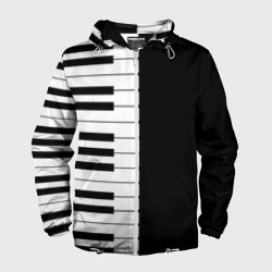 Мужская ветровка 3D Черно-Белое Пианино Piano