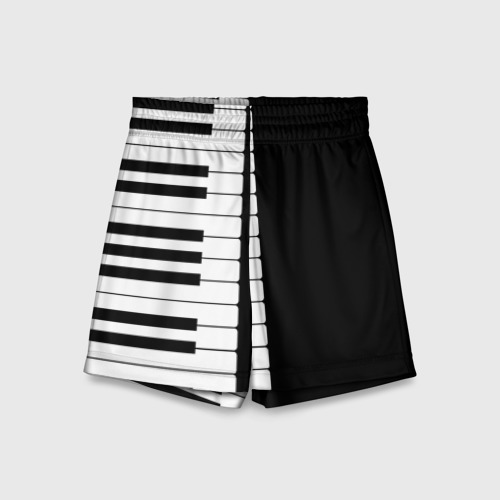 Детские спортивные шорты 3D Черно-Белое Пианино Piano, цвет 3D печать