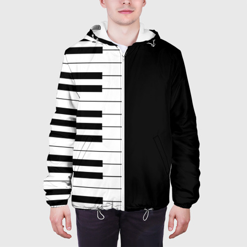 Мужская куртка 3D Черно-Белое Пианино Piano, цвет 3D печать - фото 4