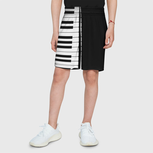 Детские спортивные шорты 3D Черно-Белое Пианино Piano, цвет 3D печать - фото 4