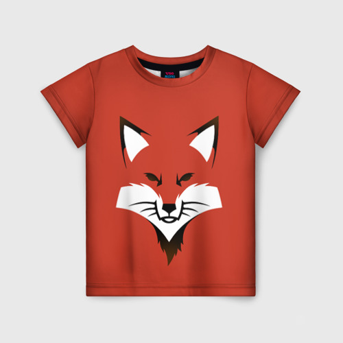 Детская футболка 3D с принтом Рыжая серьезная лиса, вид спереди #2