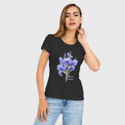 Женская футболка хлопок Slim Фиолетовые ирисы - фото 2