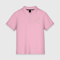 Женское поло хлопок Акварельный рисунок растений