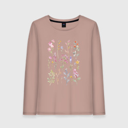 Женский лонгслив хлопок Акварельный рисунок растений