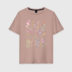 Акварельный рисунок растений – Женская футболка хлопок Oversize с принтом купить со скидкой в -16%