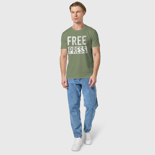 Мужская футболка хлопок Свободная пресса, цвет авокадо - фото 5