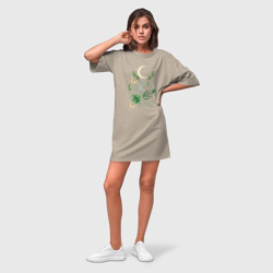 Платье-футболка хлопок Луна грибы листья бабочки эзотерика мистика - фото 2
