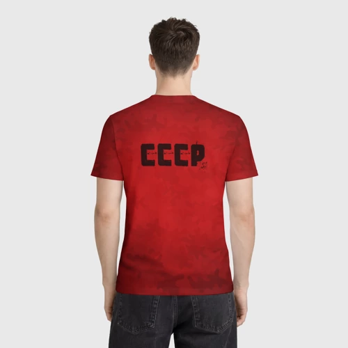 Мужская футболка 3D с принтом Герб СССР, вид сзади #2