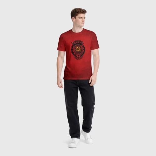 Мужская футболка 3D с принтом Герб СССР, вид сбоку #3