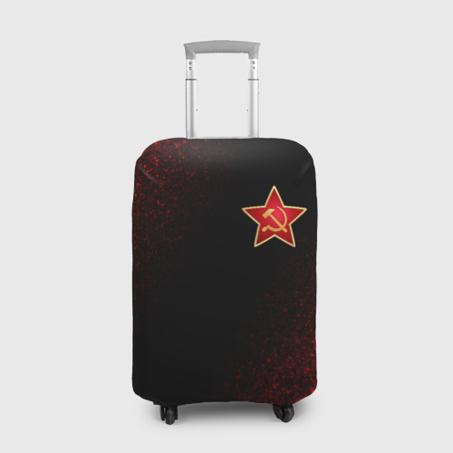 Чехол для чемодана 3D СССР - серп и молот на брызгах мелкх, цвет 3D печать