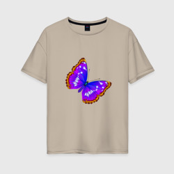 Женская футболка хлопок Oversize Тропическая бабочка морфо