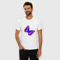 Мужская футболка хлопок Slim Тропическая бабочка морфо - фото 2