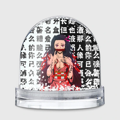 Игрушка Снежный шар Незуко тян Ahegao Клинок рассекающий демонов иероглифы
