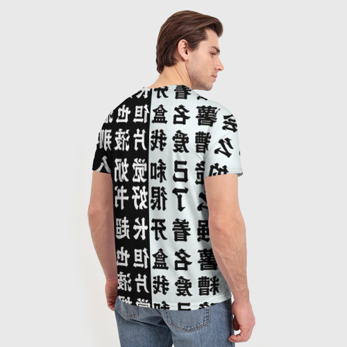 Мужская футболка 3D с принтом Незуко тян Ahegao Клинок рассекающий демонов иероглифы, вид сзади #2