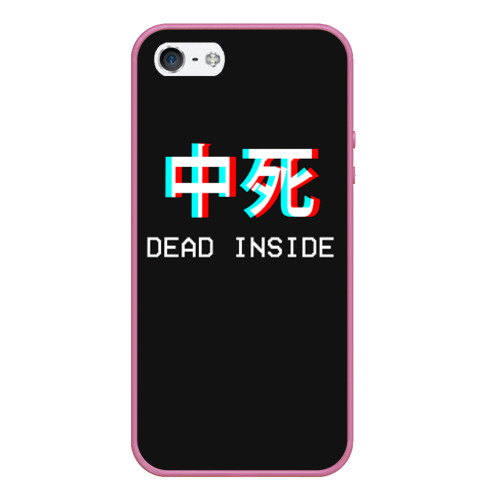 Чехол для iPhone 5/5S матовый Dead Inside неоновые иероглифы, цвет малиновый