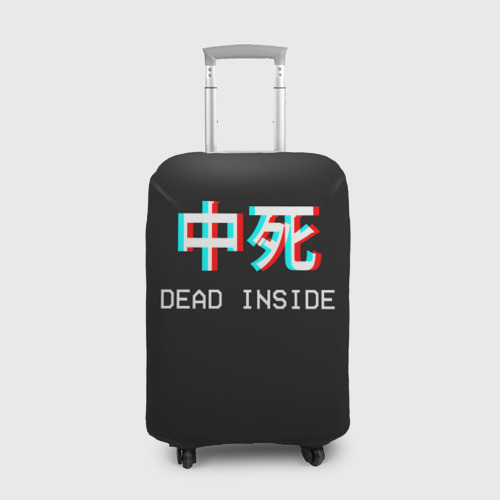 Чехол для чемодана 3D Dead Inside неоновые иероглифы, цвет 3D печать