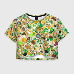 Женская футболка Crop-top 3D Стикербомбинг ко дню Св. Патрика