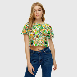 Женская футболка Crop-top 3D Стикербомбинг ко дню Св. Патрика - фото 2