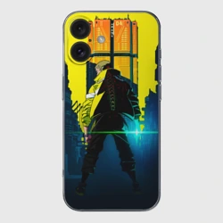 Чехол для iPhone 16 силиконовый с защитой камеры Anime Cyberpunk