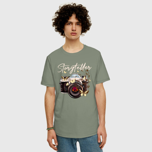 Мужская футболка хлопок Oversize Storyteller, цвет авокадо - фото 3