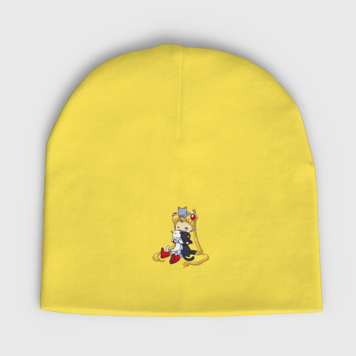 Детская шапка демисезонная Crazy Moon Cat, цвет желтый