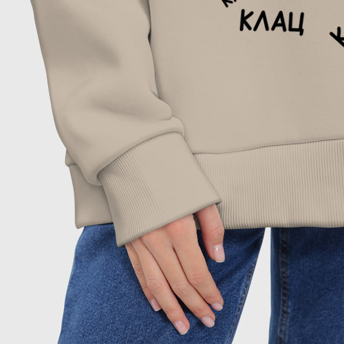 Женское худи Oversize хлопок Кот мем программист клац клац, цвет миндальный - фото 8