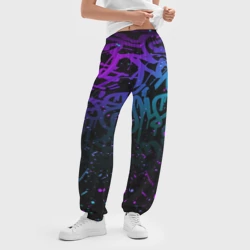 Женские джоггеры оверсайз 3D Неоновое граффити неоновые брызги - фото 2
