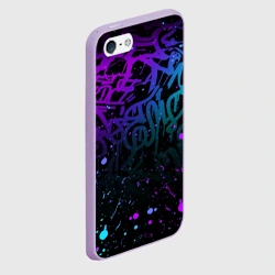 Чехол для iPhone 5/5S матовый Неоновое граффити неоновые брызги - фото 2