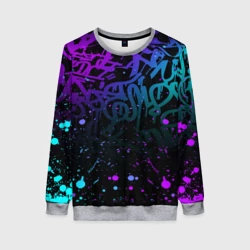 Женский свитшот 3D Неоновое граффити неоновые брызги