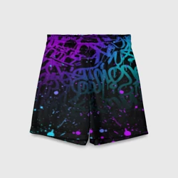 Детские спортивные шорты 3D Неоновое граффити неоновые брызги