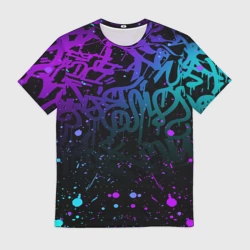 Мужская футболка 3D Неоновое граффити неоновые брызги