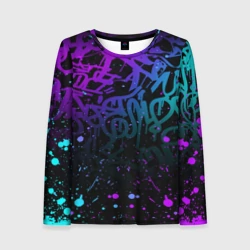 Женский лонгслив 3D Неоновое граффити неоновые брызги