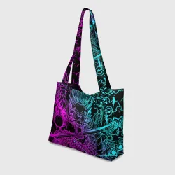 Пляжная сумка 3D Неоновые драконы neon dragon брызги красок - фото 2