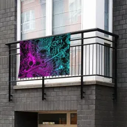 Флаг-баннер Неоновые драконы neon dragon брызги красок - фото 2