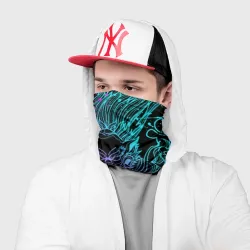 Бандана-труба 3D Неоновые драконы neon dragon брызги красок - фото 2