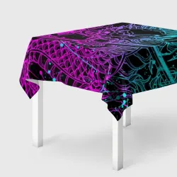 Скатерть 3D Неоновые драконы neon dragon брызги красок