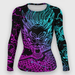 Женский рашгард 3D Неоновые драконы neon dragon брызги красок