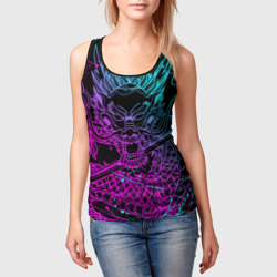 Женская майка 3D Неоновые драконы neon dragon брызги красок - фото 2