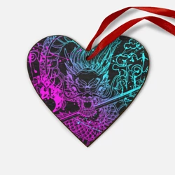 Деревянная игрушка Сердце Неоновые драконы neon dragon брызги красок