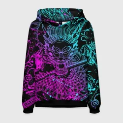 Мужская толстовка 3D Неоновые драконы neon dragon брызги красок