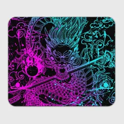 Прямоугольный коврик для мышки Неоновые драконы neon dragon брызги красок