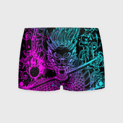 Мужские трусы 3D Неоновые драконы neon dragon брызги красок
